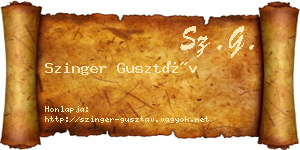 Szinger Gusztáv névjegykártya