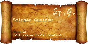 Szinger Gusztáv névjegykártya